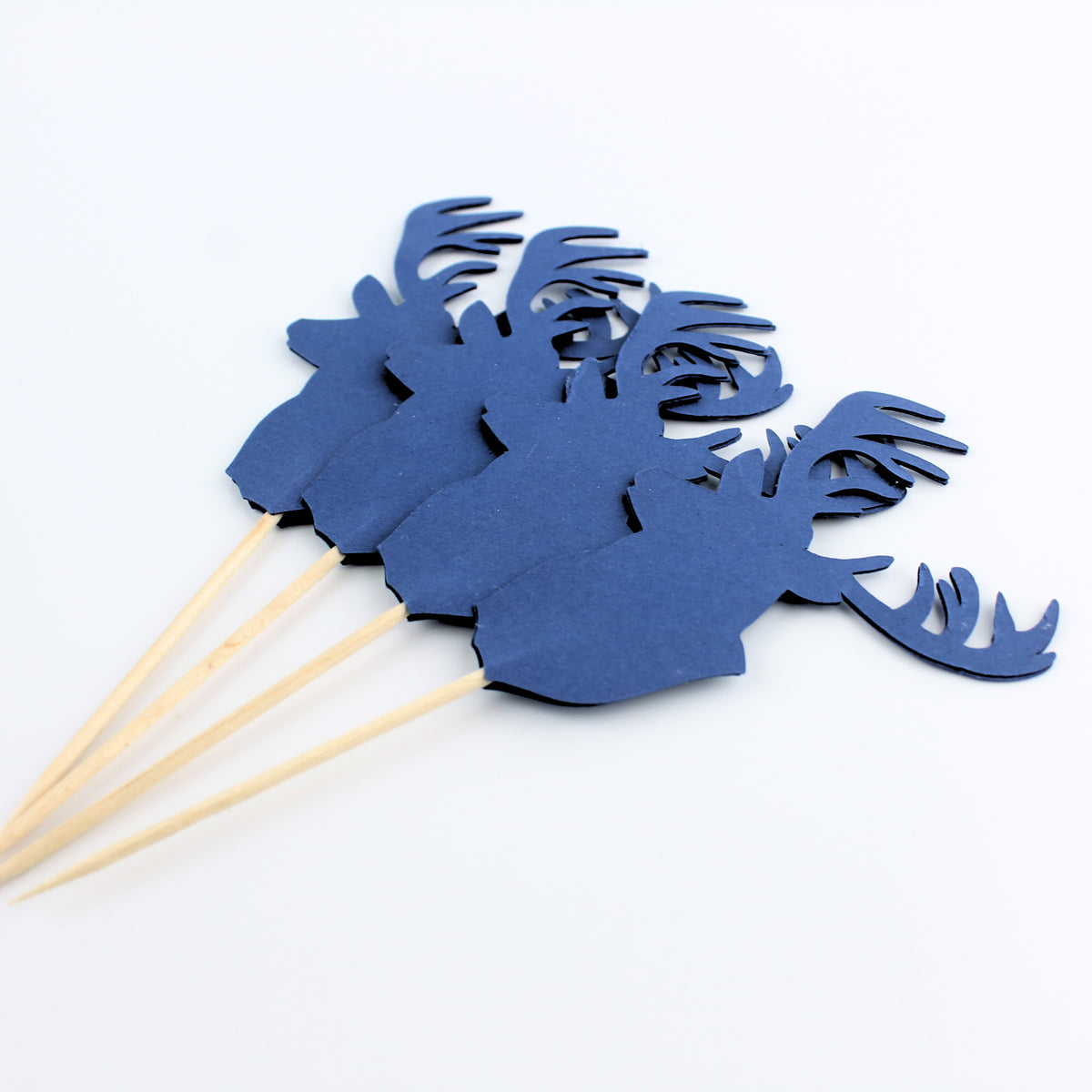 Large Deer Cupcake Toppers - Stag Food Picks - Lumberjack Party - Hunter Party - Set of 12