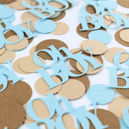 Oh Boy Confetti - Baby Boy Confetti - Mix of Blue and Neutral Browns