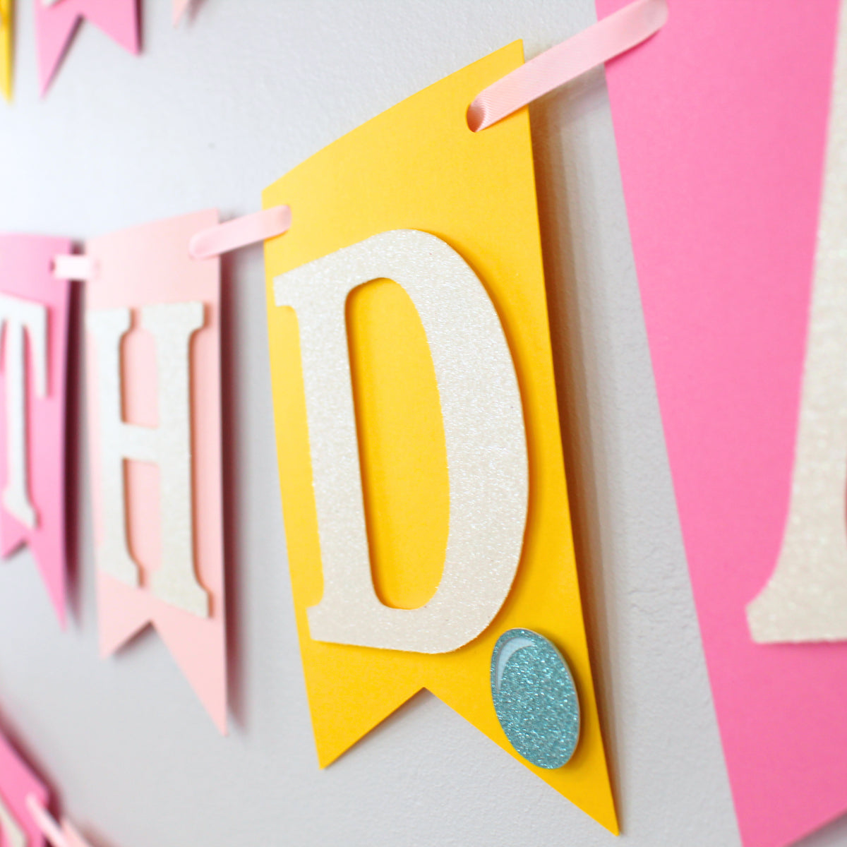 Pink Ducky Happy Birthday Banner - Custom Name Banner with Bows