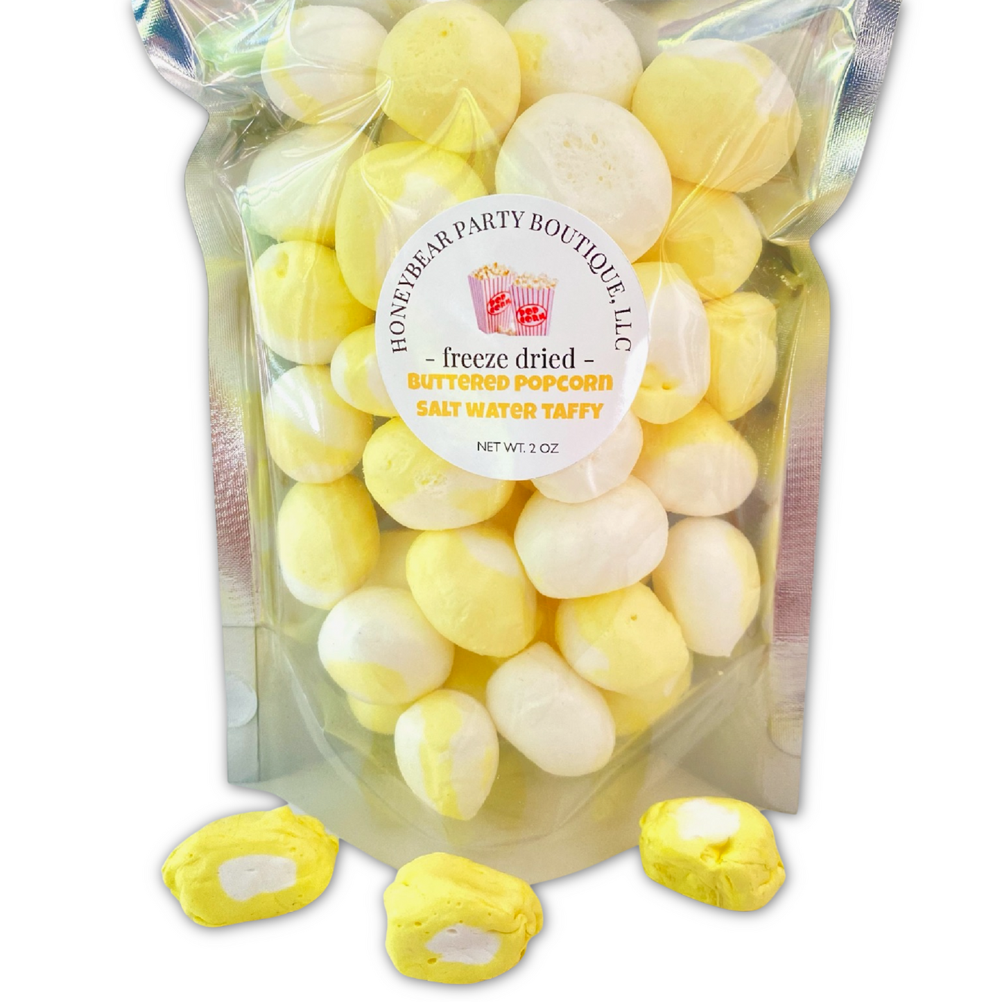 Freeze Dried Candy - Butter Popcorn Taffy Flavor - Salt Water Taffy