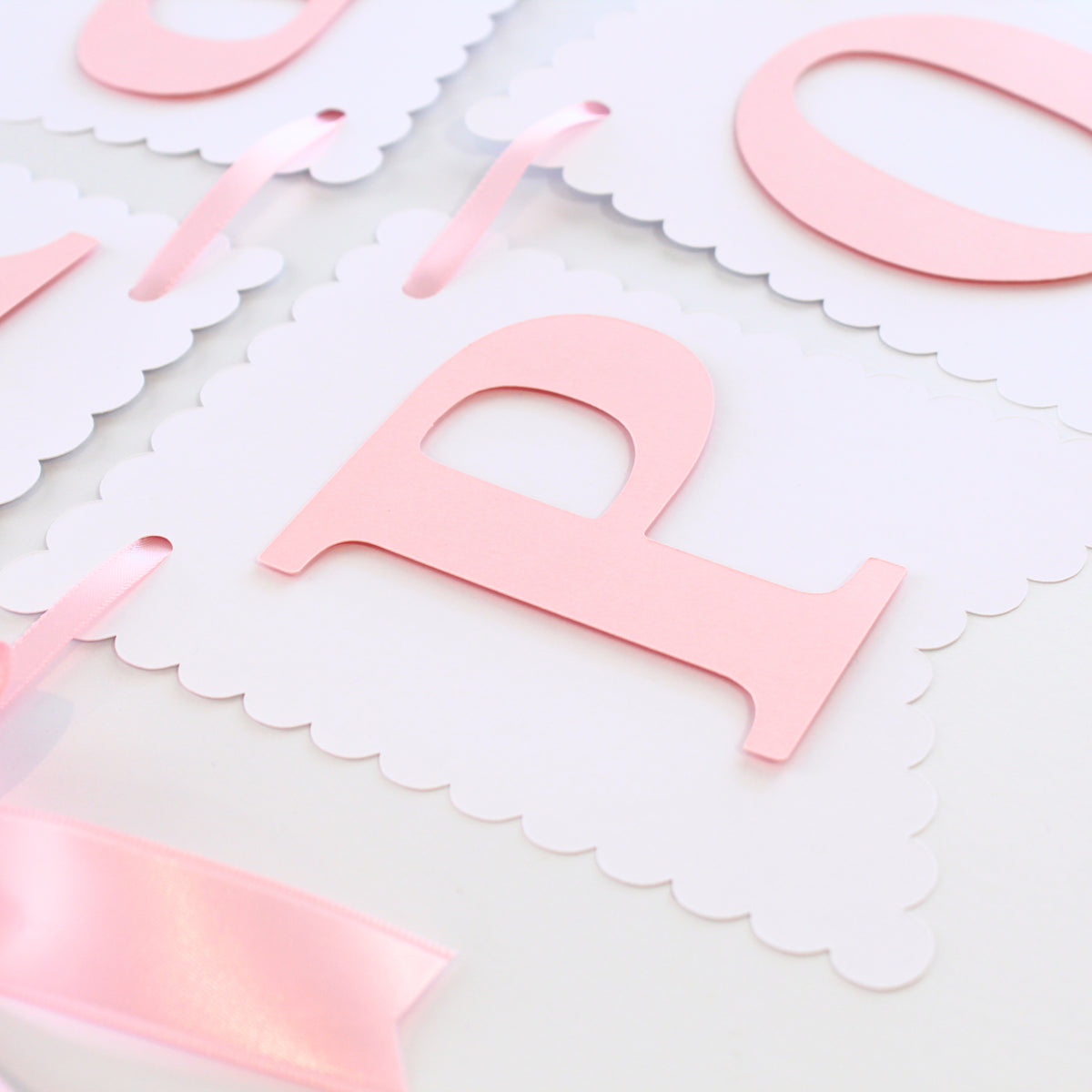 Pink and White Coquette Happy Birthday Banner - Custom Name Banner with Bows