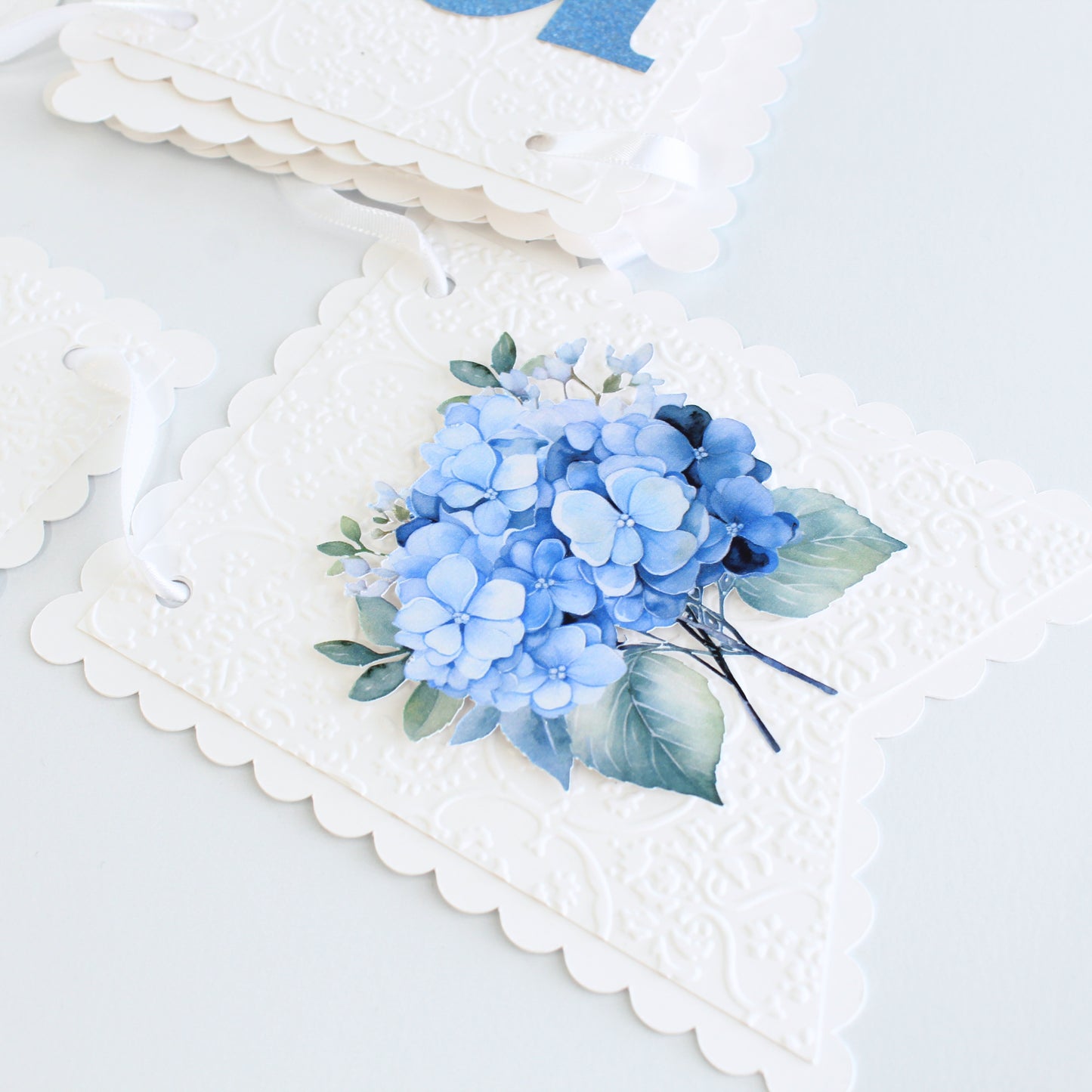 The Summer I Turned Birthday Banner - Custom Age Decor - Hydrangea - Coastal Birthday Decorations