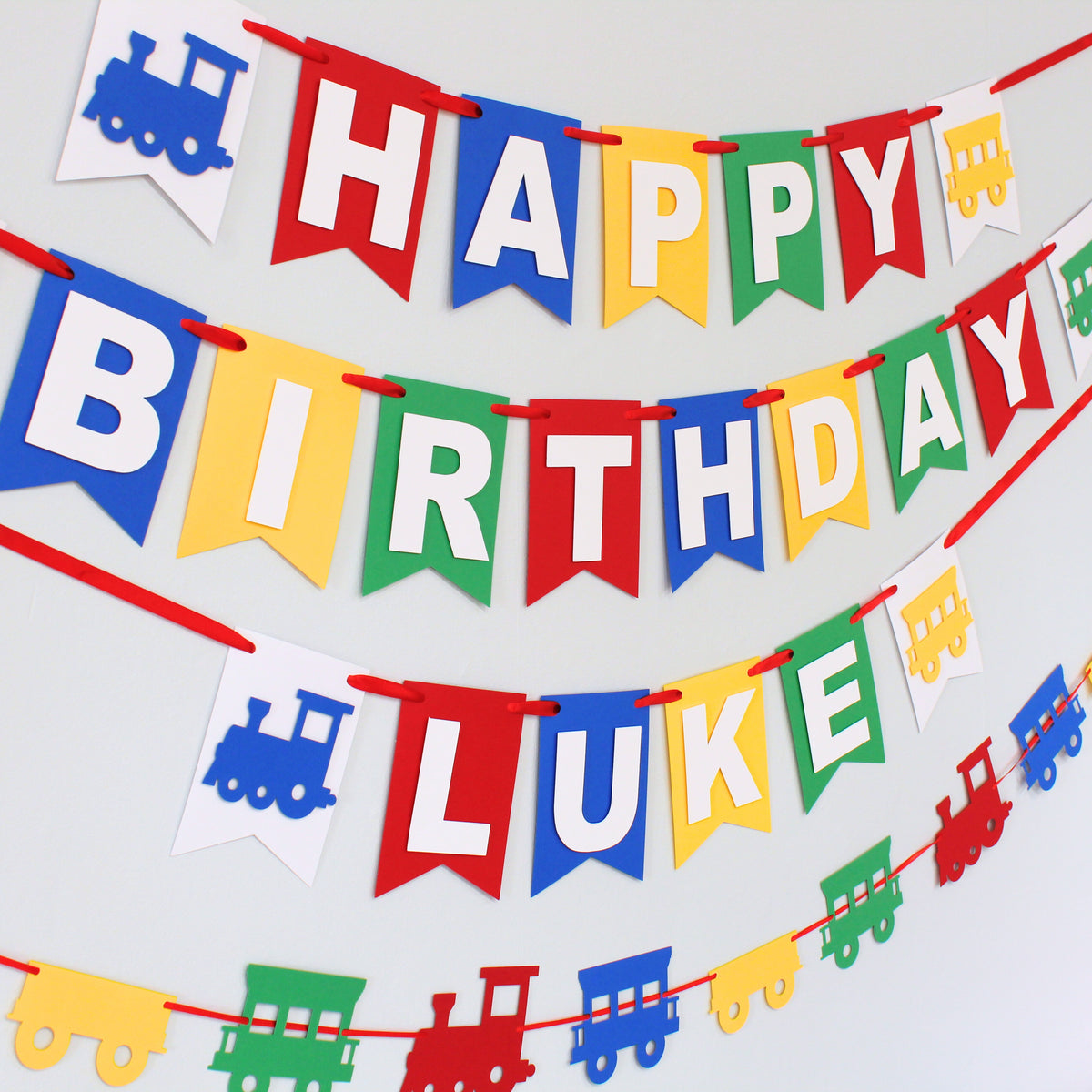 Train Happy Birthday Banner – Railroad Theme Party Decor