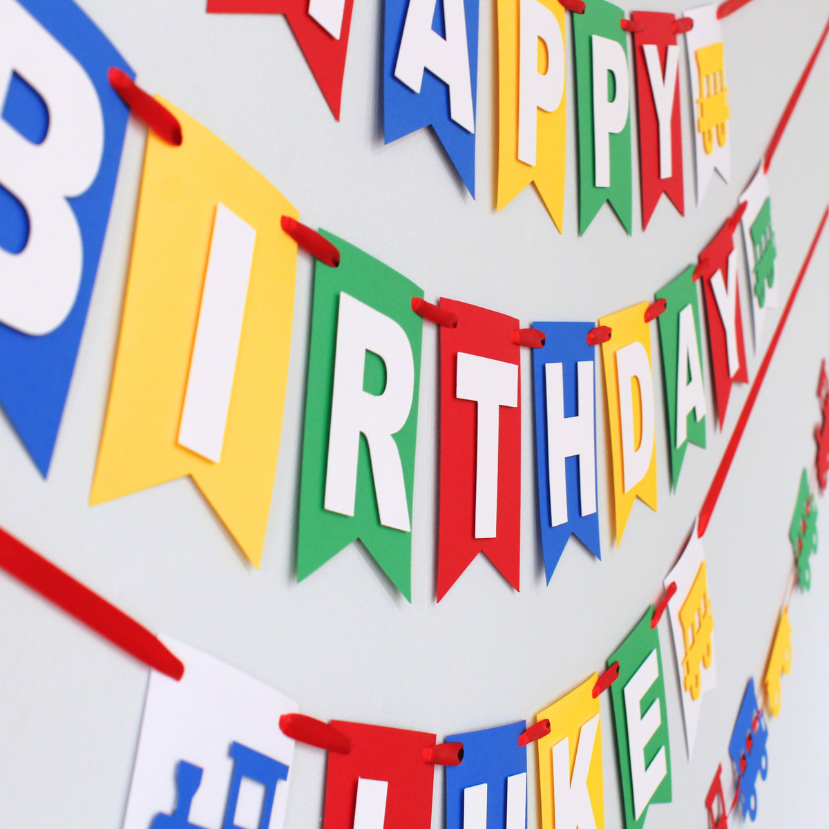 Train Happy Birthday Banner – Railroad Theme Party Decor