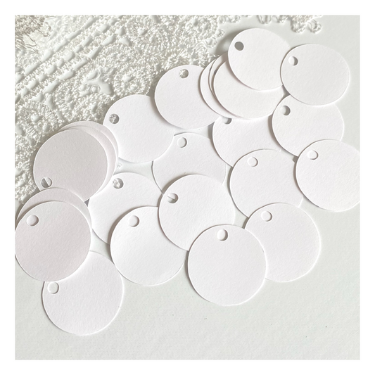 Small White Circle Tags - 1" Round Paper Tags - Gift Tags - Price Tags - One Inch Size (Set of 200)